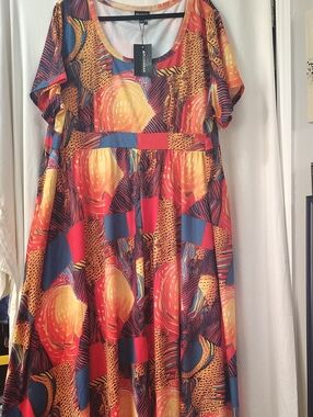 XPLUSWEAR Plus Size Colorful Abstract Dress